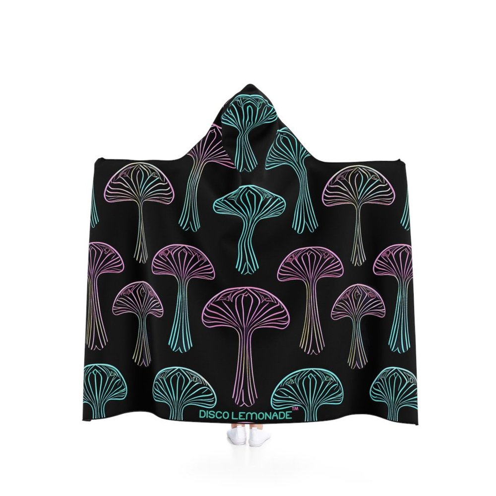 DISCO LEMONADE Disco Mushroom Psychedelic Hooded Blanket, Cloak, Rave, Uv, Led,,